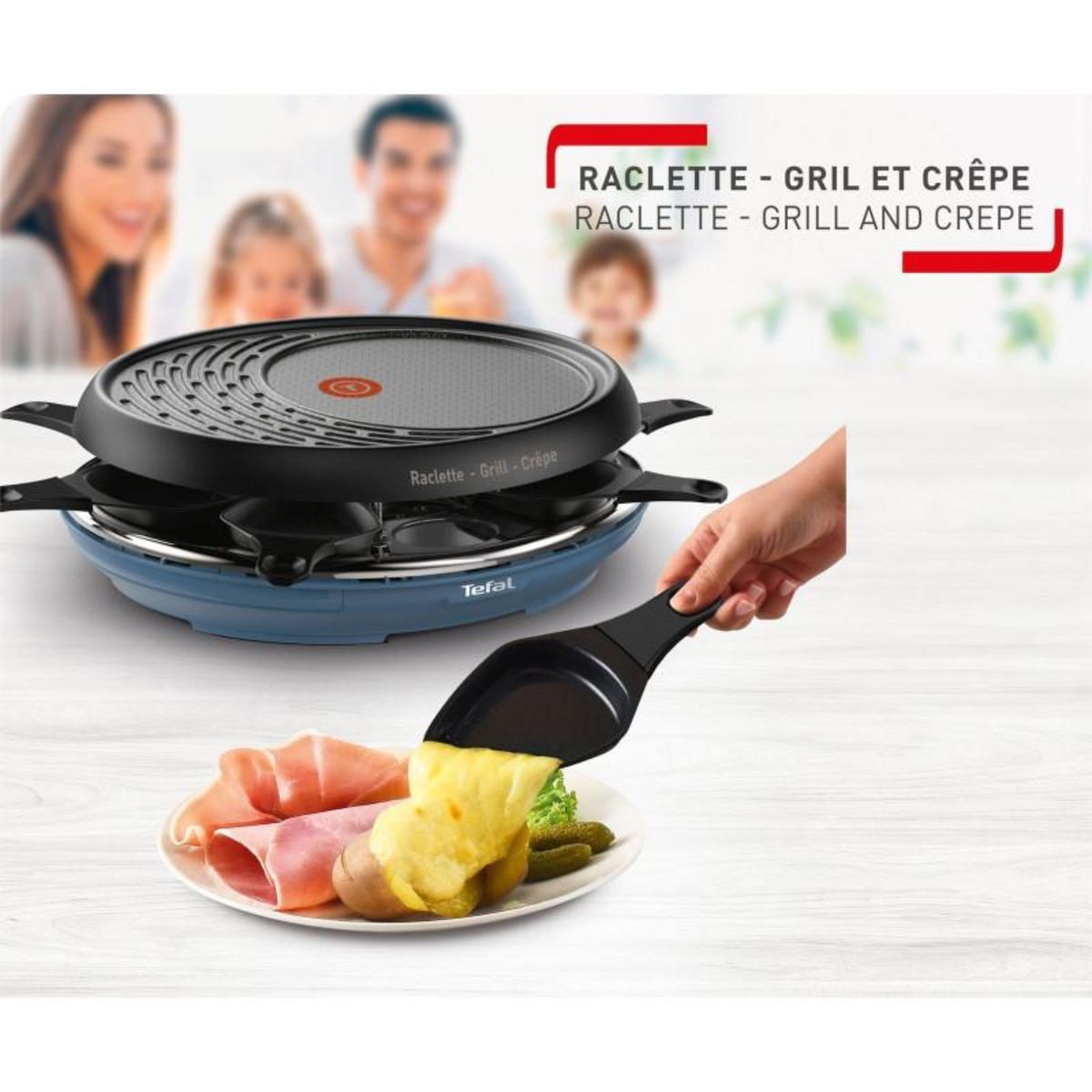 TEFAL Appareil à raclette 8 personnes 1050w + gril + crêpière - re310401