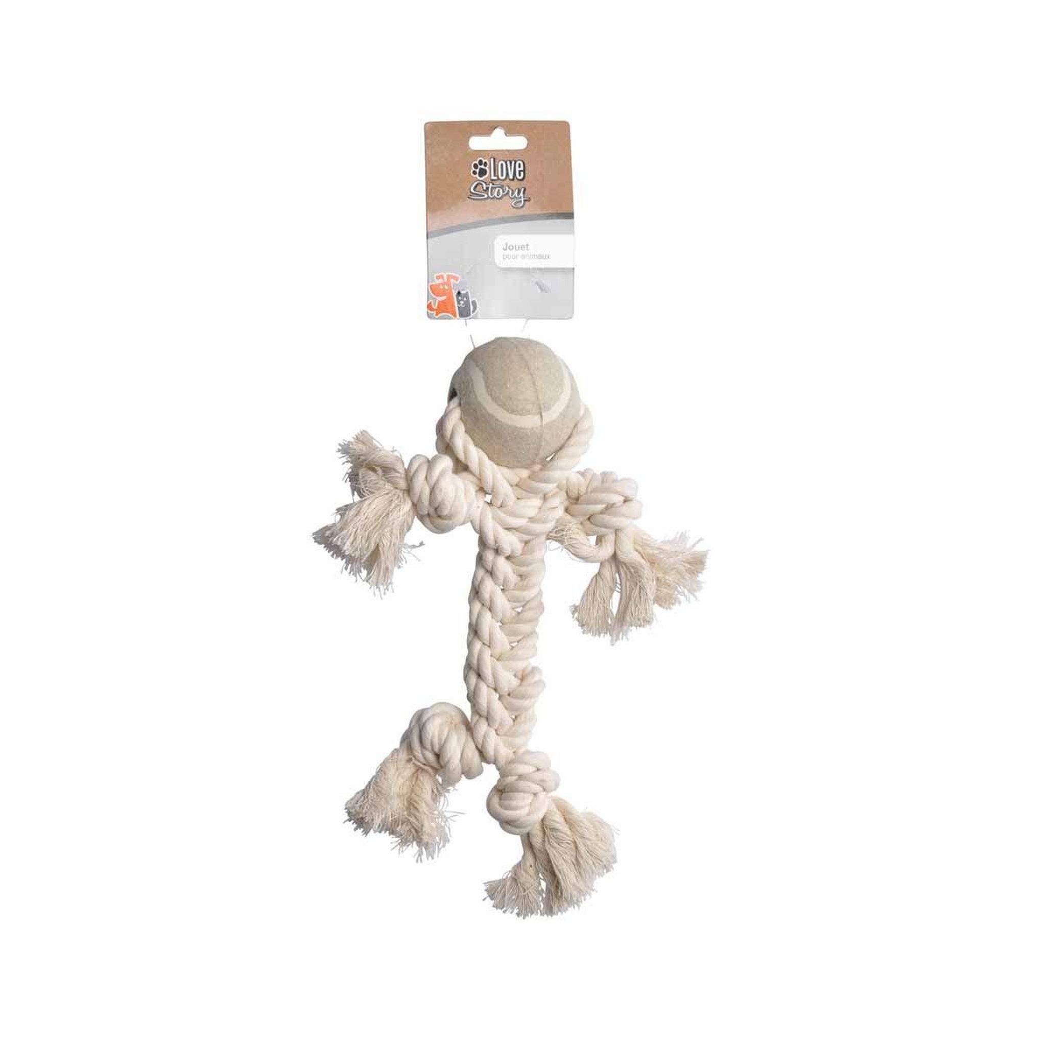 Voir la diapositive 2 : HOMEA Jouet bonhomme pour chien  slow life  25cm écru
