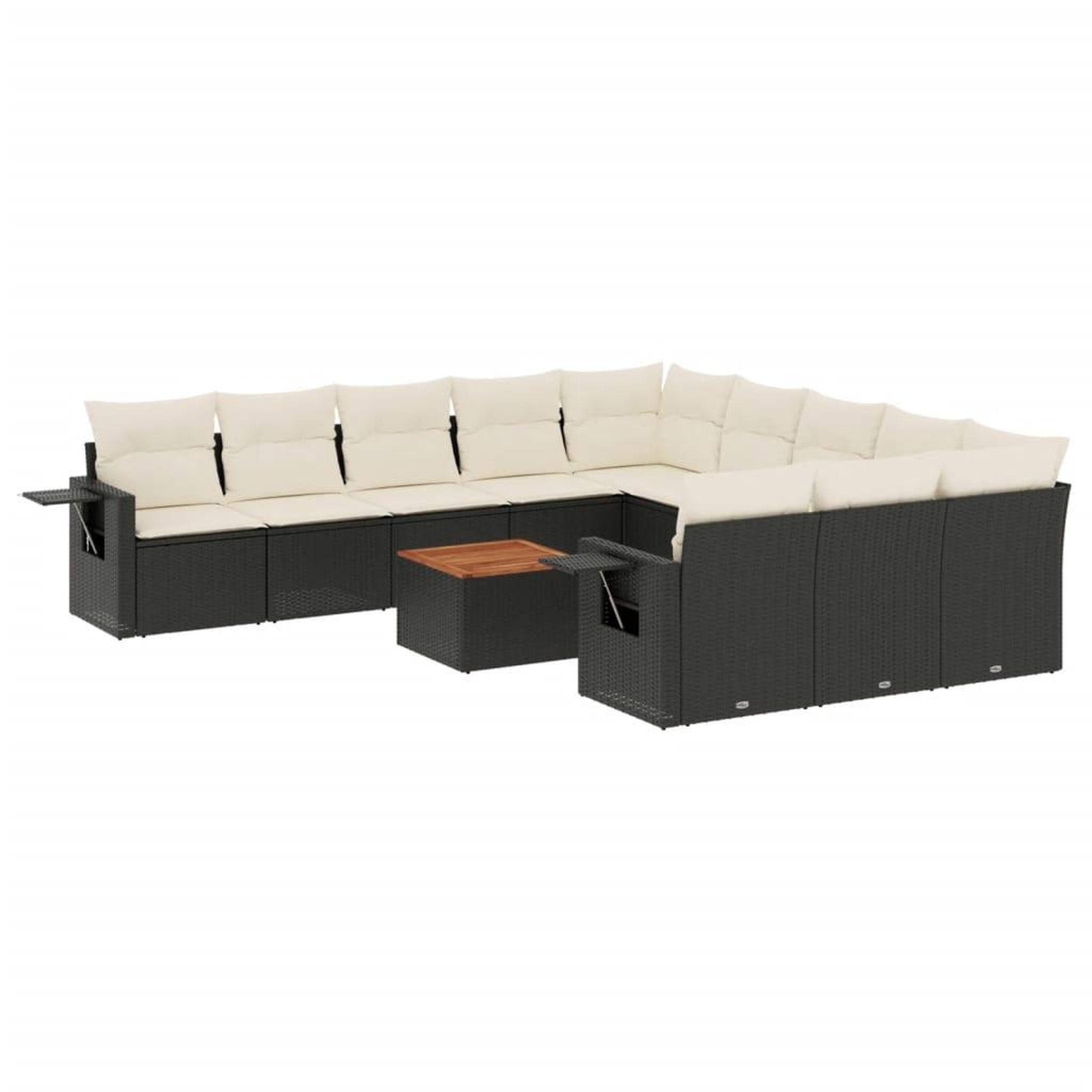 Voir la diapositive 2 : VIDAXL Salon de jardin 12 pcs avec coussins noir resine tressee