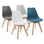 Lot de 4 chaises mix couleurs style scandinave pieds bois massif ODDA