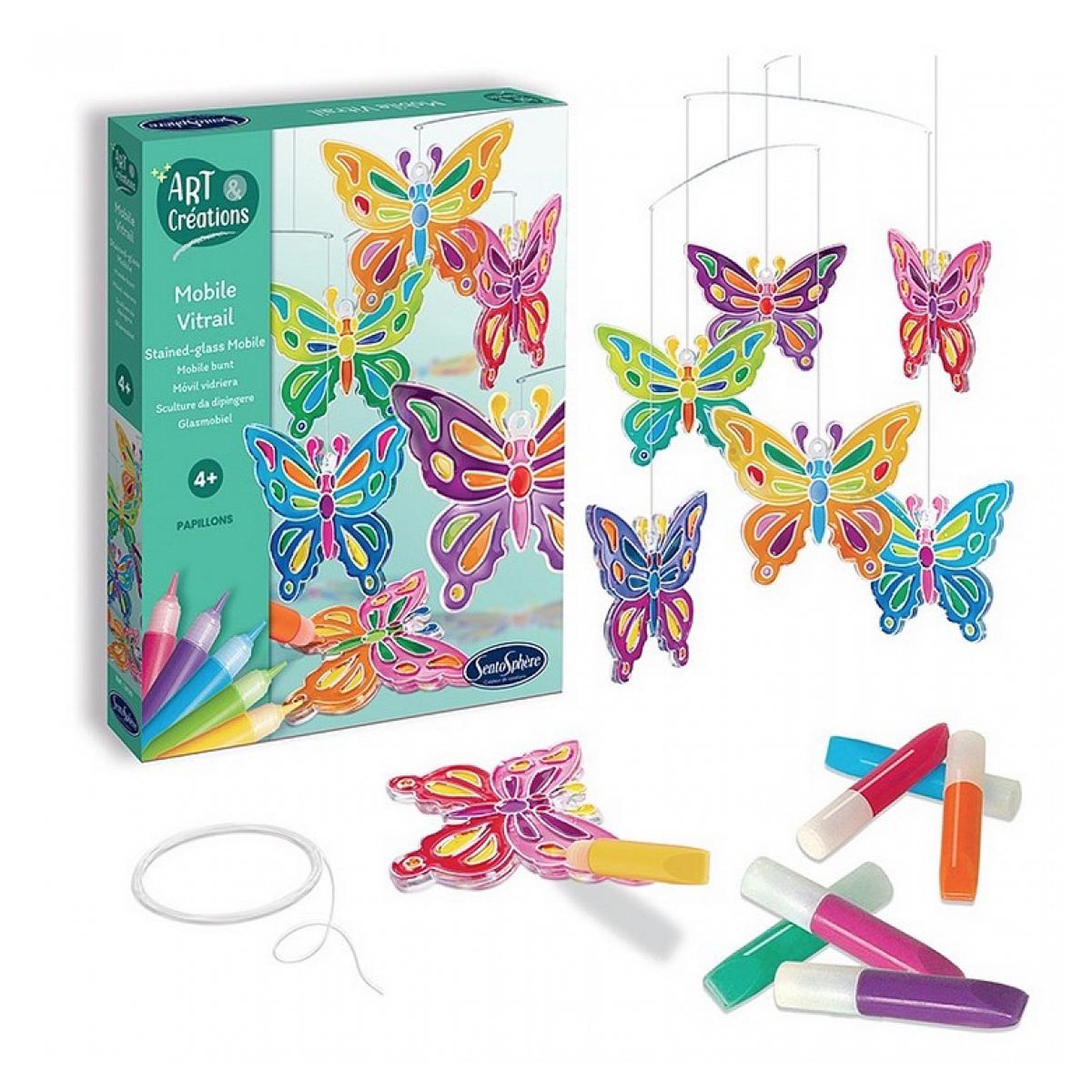 Voir la diapositive 2 : Sentosphere Mobile vitrail - Papillons - Art et creations