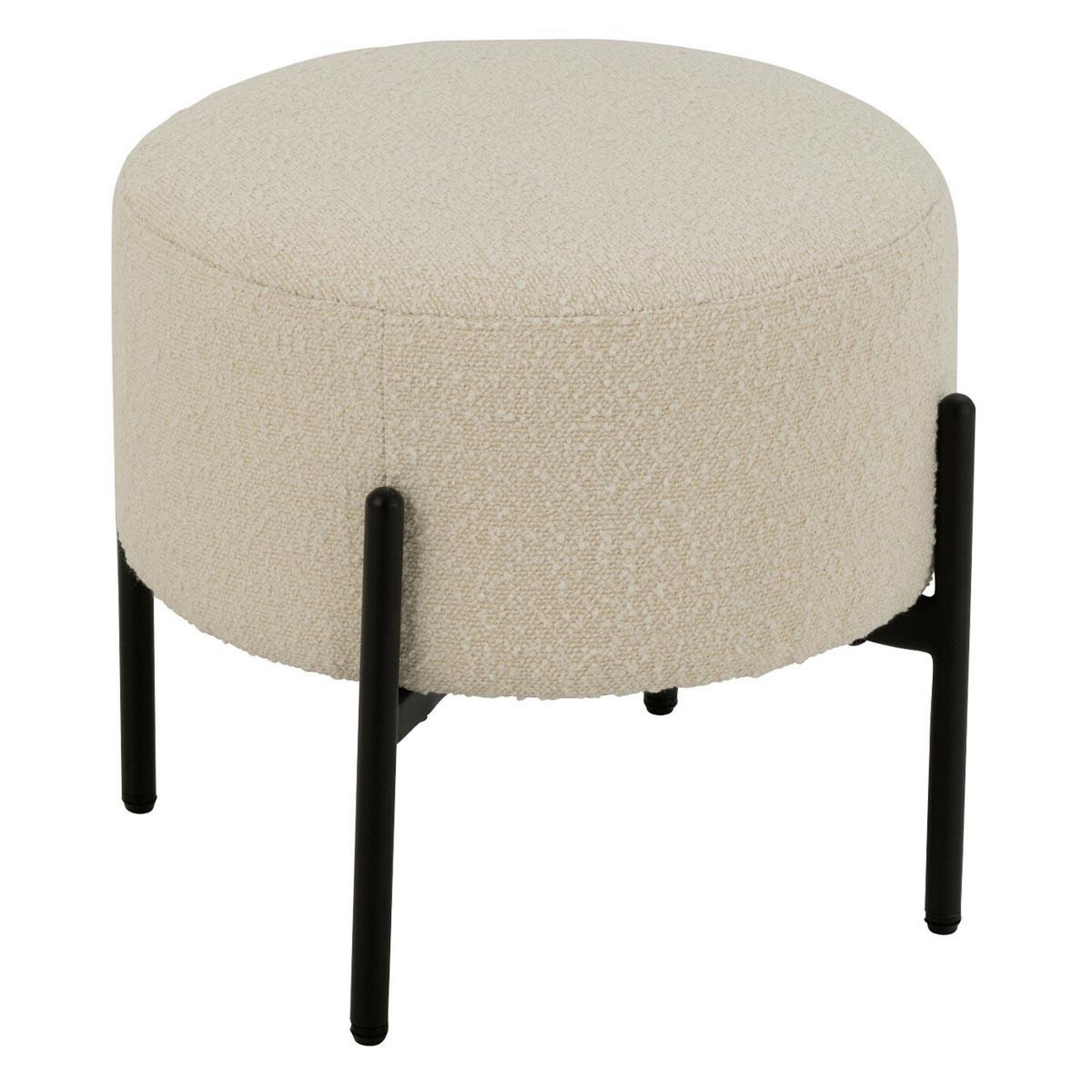 J-LINE Tabouret en tissu bouclé  aldo  44cm blanc