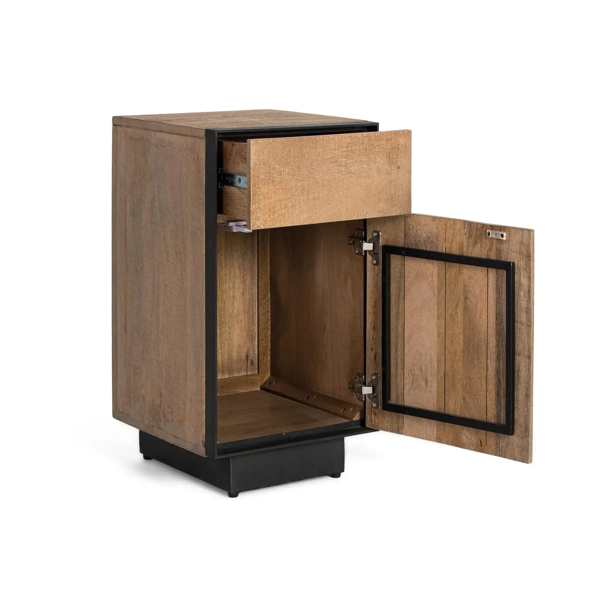 Voir la diapositive 4 : GINER Y COLOMER SL Table de chevet en bois de manguier 45 cm style industriel moderne