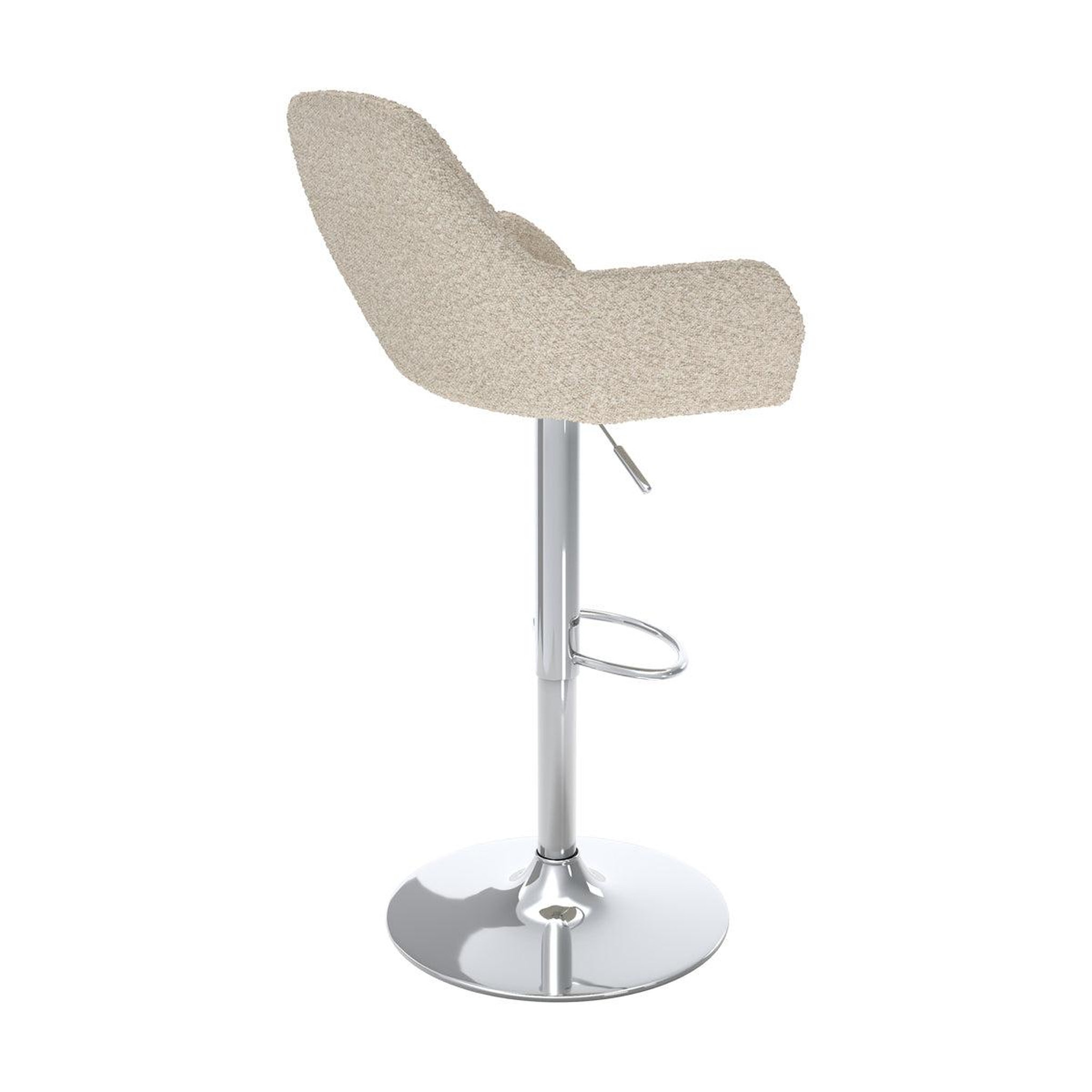 Voir la diapositive 2 : MAISON PAVANE Lot de 2 chaises de bar effet laine bouclette blanc cassé 63/83 cm-adam