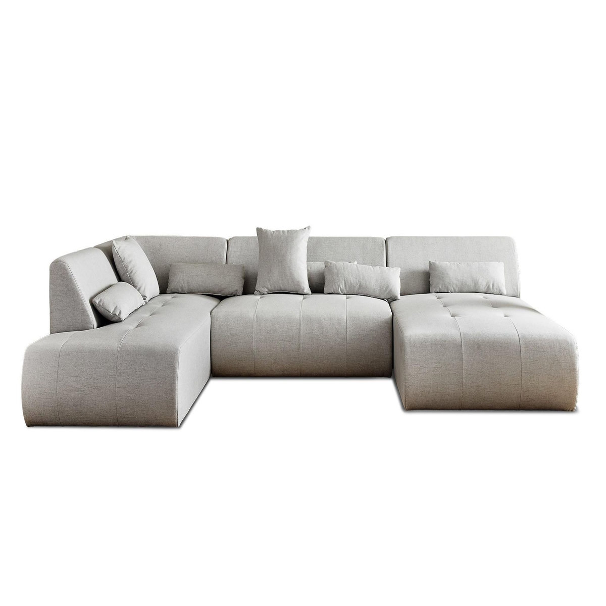 LISA DESIGN Onyx - canapé panoramique d'angle gauche 7 places - en tissu