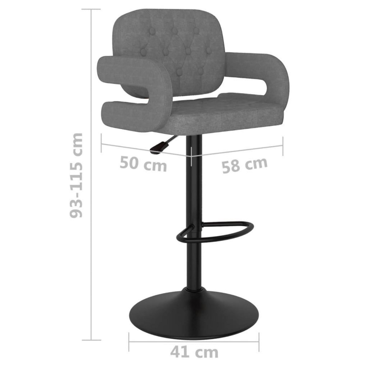 VIDAXL Tabourets de bar lot de 2 gris clair tissu