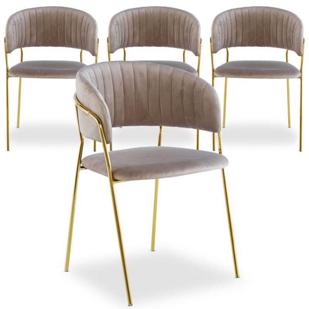 Paris Prix Lot de 4 Chaises en Velours  Batora  79cm Taupe