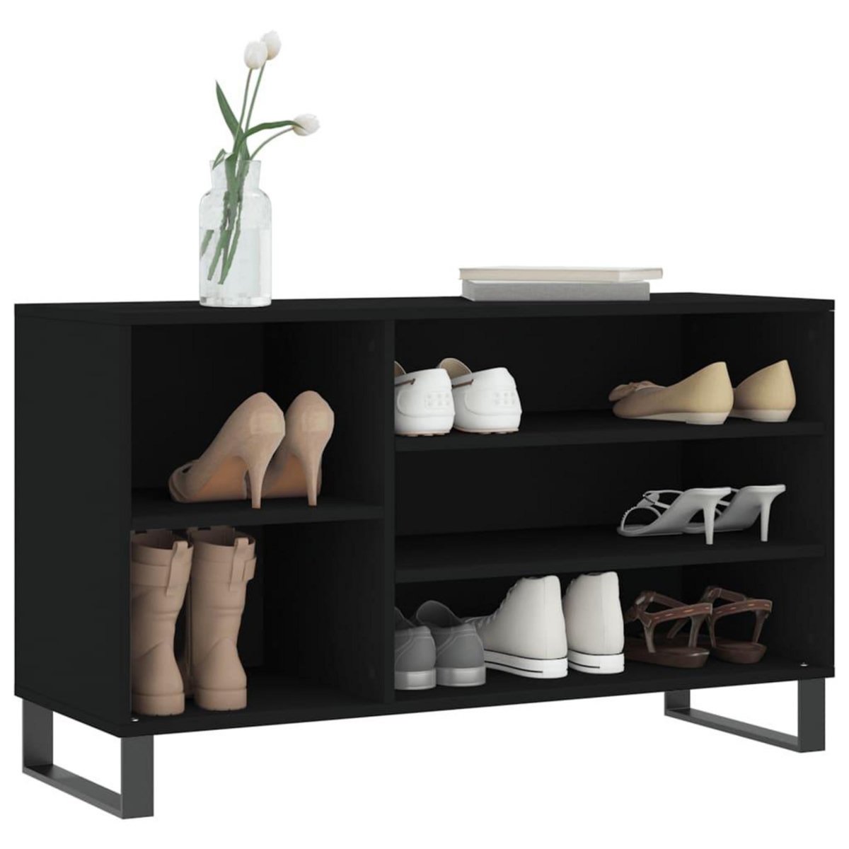 VIDAXL Armoire a chaussures Noir 102x36x60 cm Bois d'ingenierie