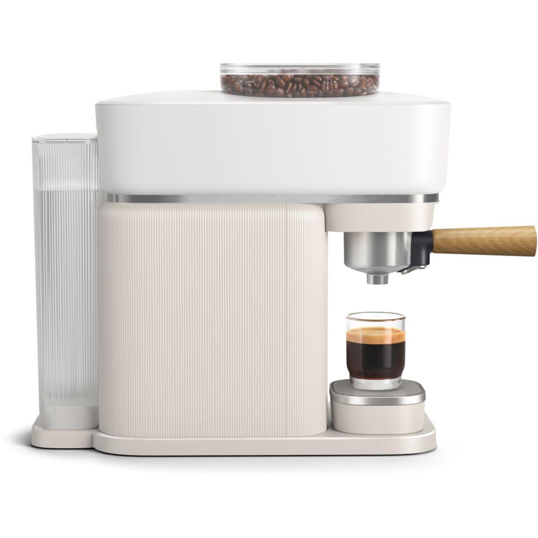 Voir la diapositive 3 : Philips Machine à expresso baristina bar302/20 cafetière à grain blanche + porte-filtre bois de hêtre