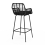 Voir la diapositive 5 : ID MARKET Lot de 2 tabourets de bar SUMMER avec accoudoirs effet rotin noir pied métal noir