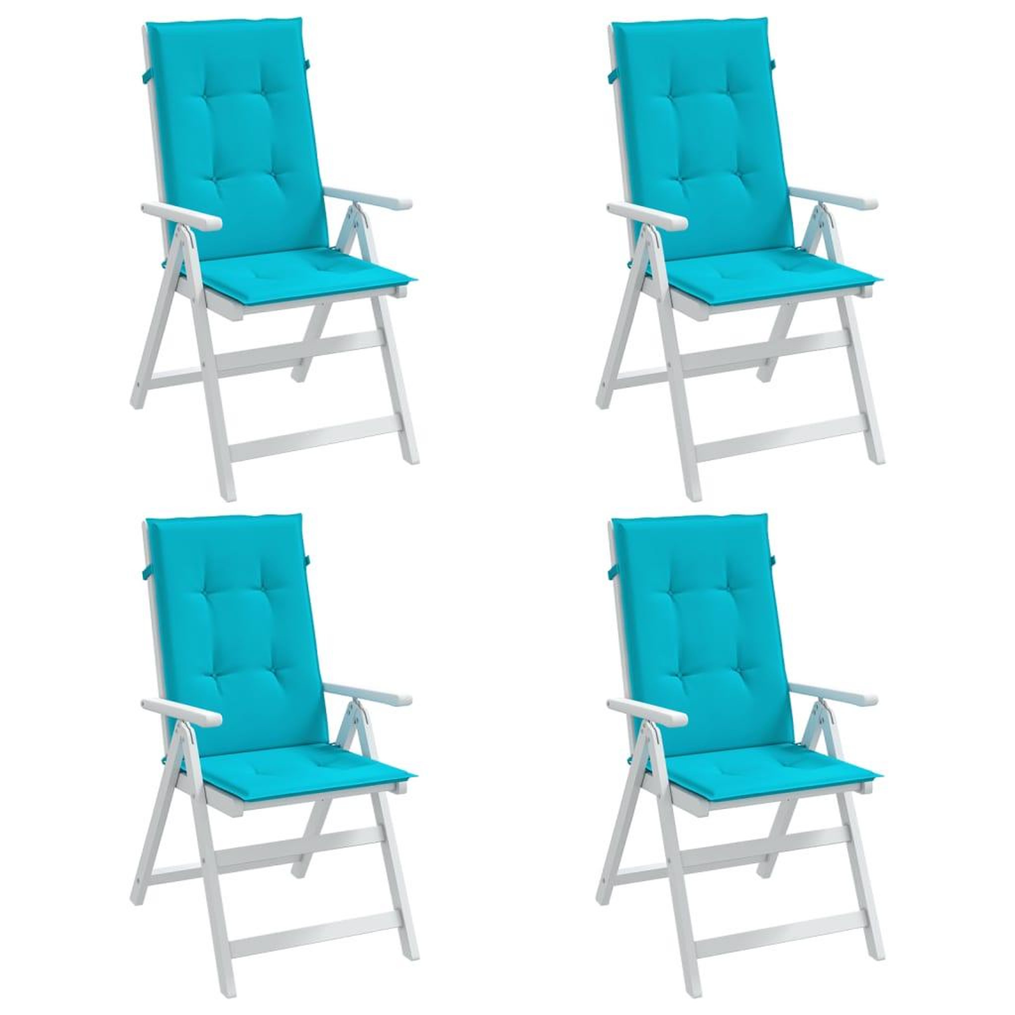 Voir la diapositive 4 : VIDAXL Coussins de chaise a dossier haut lot de 4 turquoise tissu