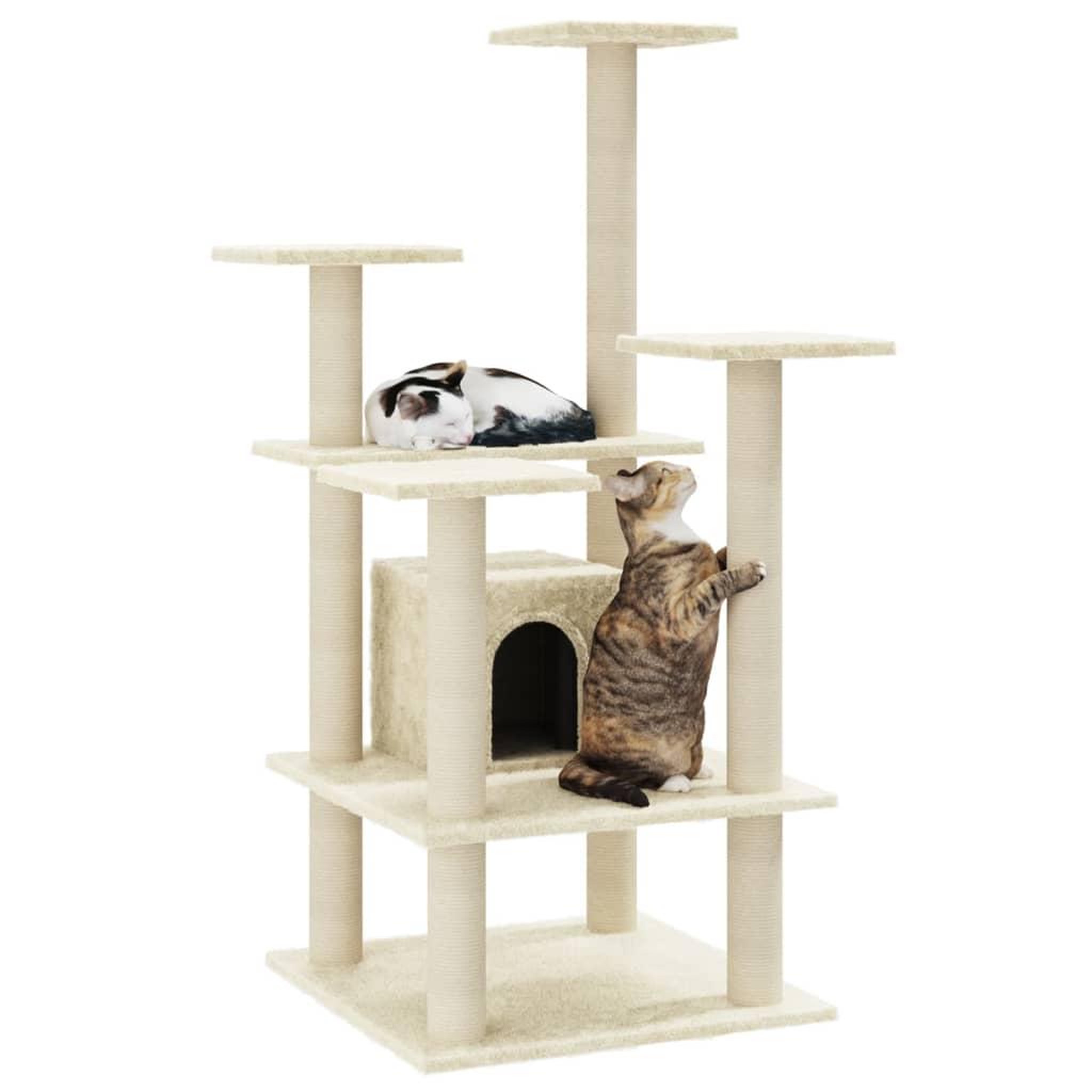 Voir la diapositive 3 : VIDAXL Arbre a chat avec griffoirs en sisal Creme 110 cm