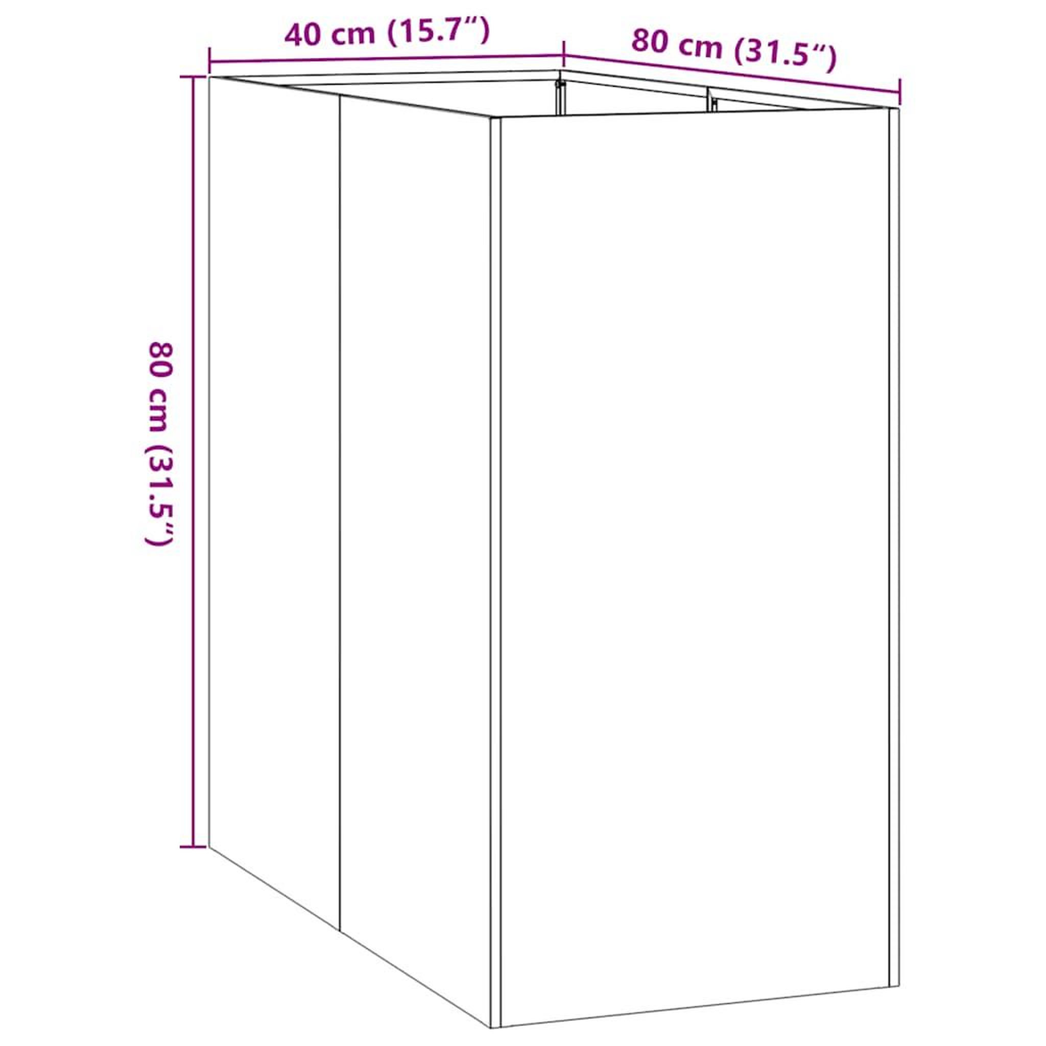 Voir la diapositive 6 : VIDAXL Jardiniere 40x80x80 cm acier inoxydable