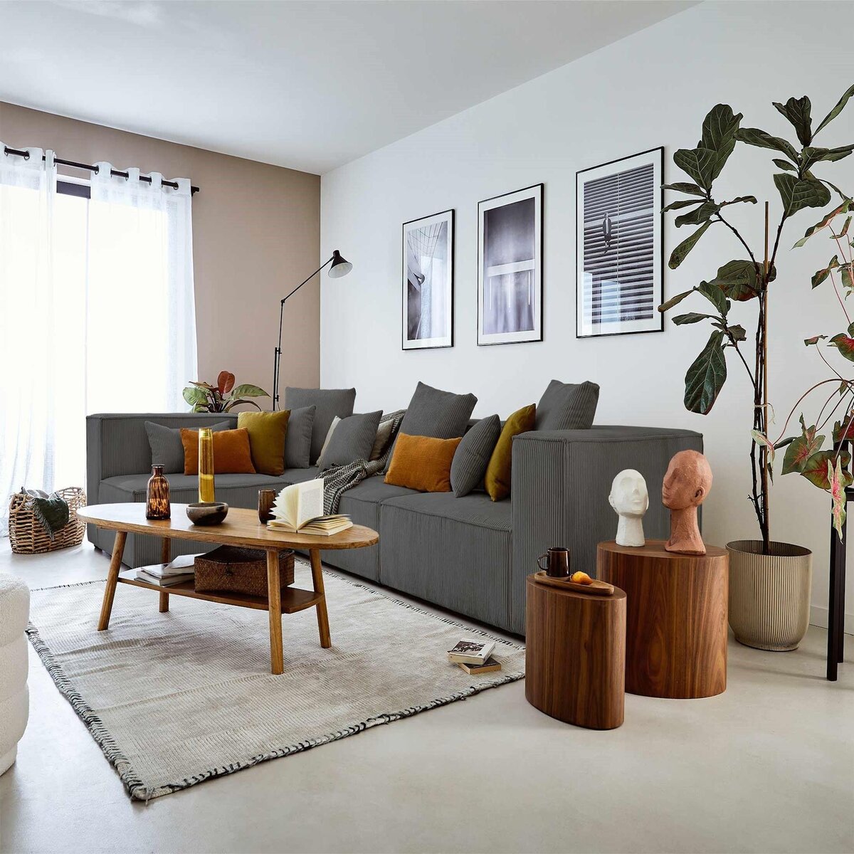 LISA DESIGN Colombine - canapé modulable d'angle gauche - 6 places - en velours côtelé