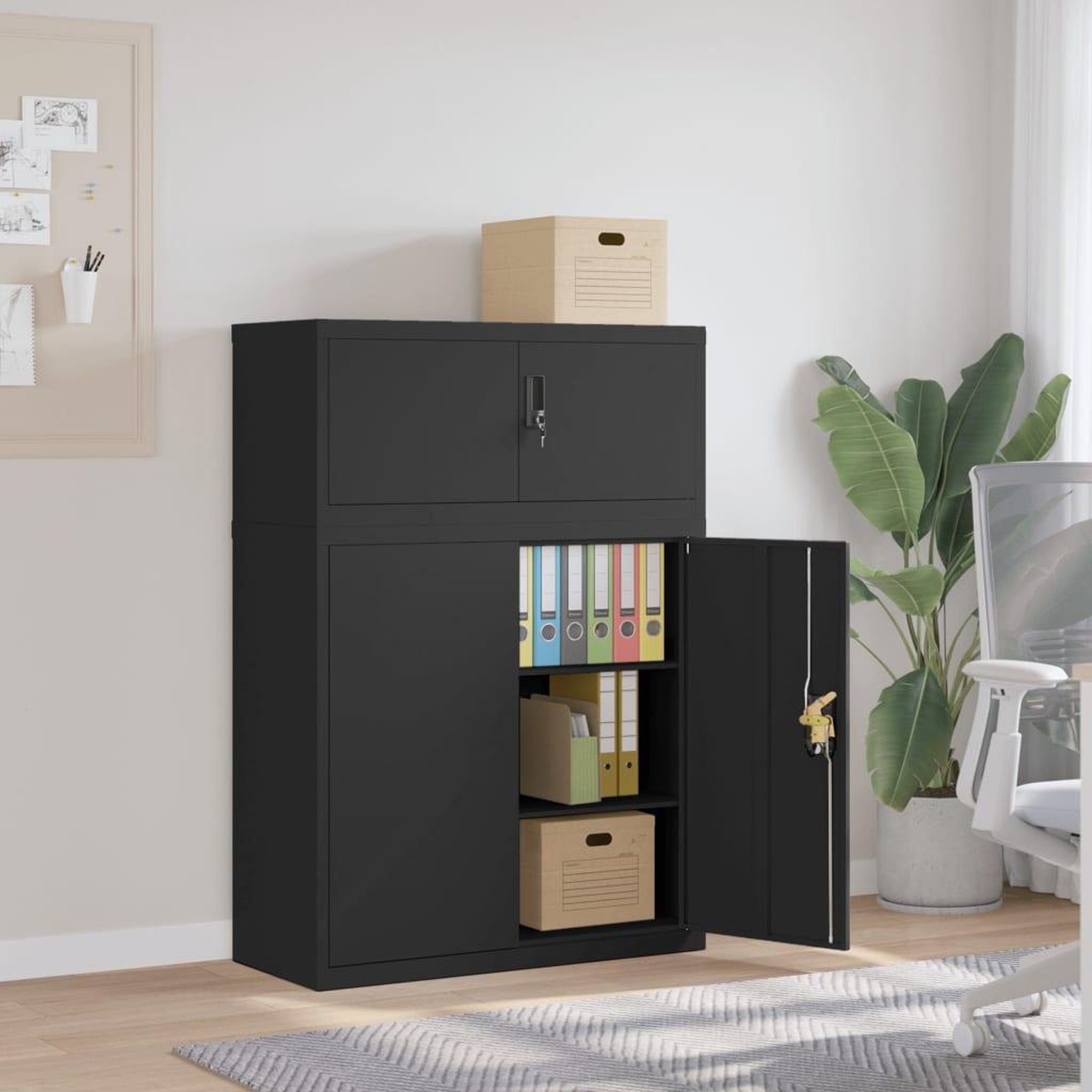 VIDAXL Classeur noir 90x40x130 cm acier