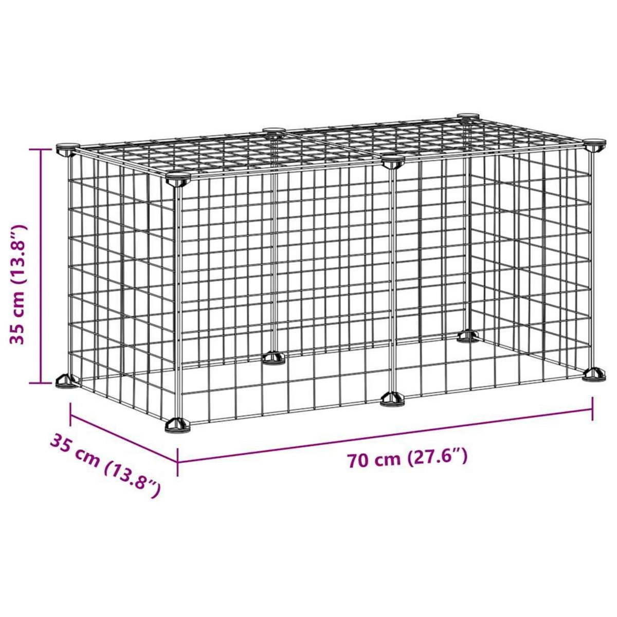 VIDAXL Cage animaux de compagnie a 8 panneaux Noir 35x35 cm Acier