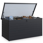 ID MARKET Coffre de rangement métal verrouillable gris anthracite pour jardin 1250L 175x95x90 cm