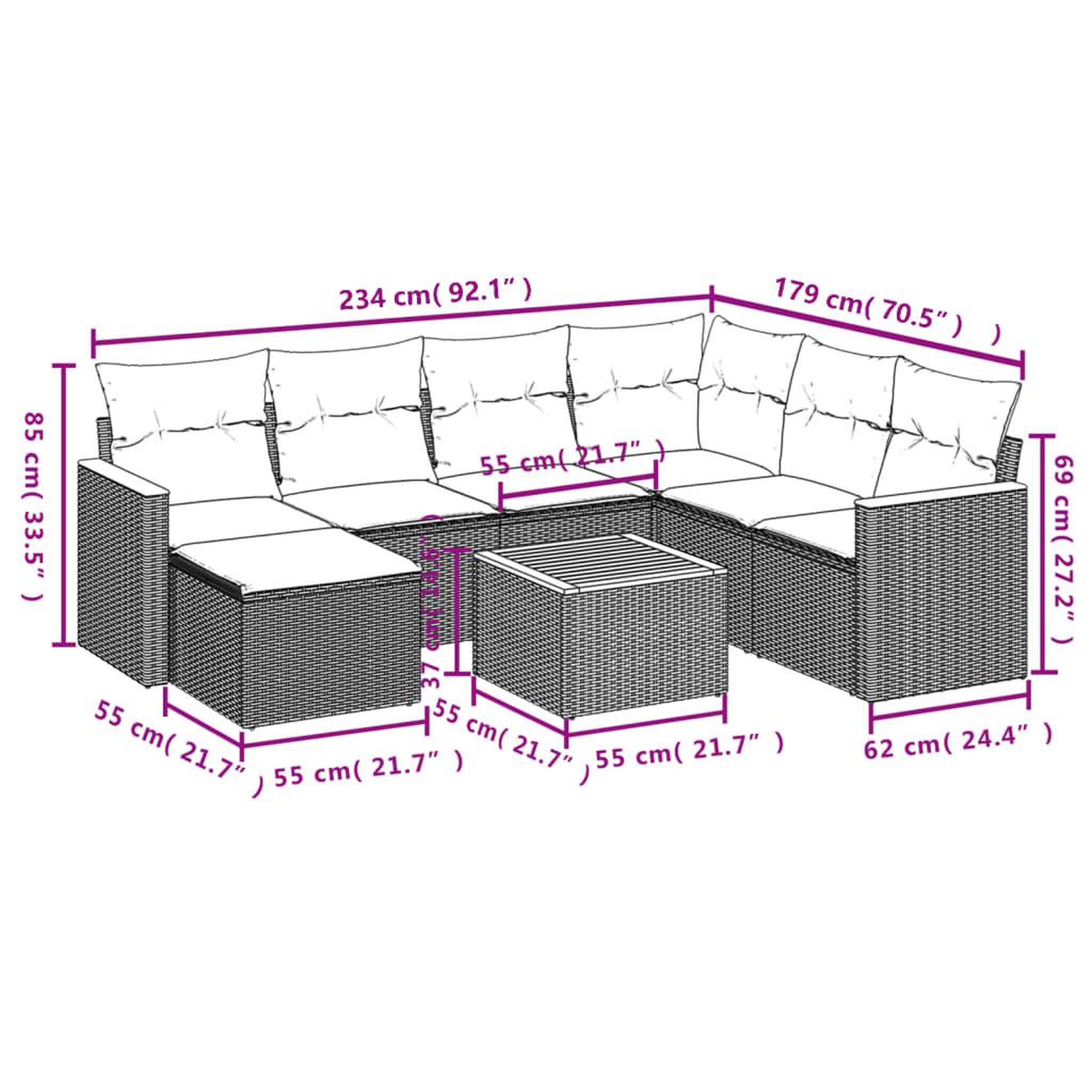 Voir la diapositive 6 : VIDAXL Salon de jardin 8 pcs avec coussins noir resine tressee