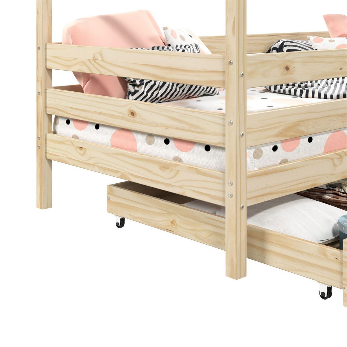 IDIMEX Lit cabane ENA avec tiroirs, 90 x 190 cm en pin massif