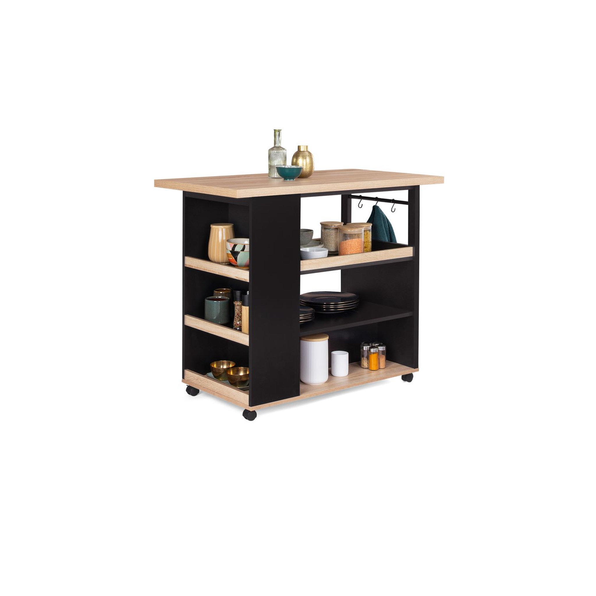 Voir la diapositive 1 : Ilot mobile de cuisine 110 cm GASTON