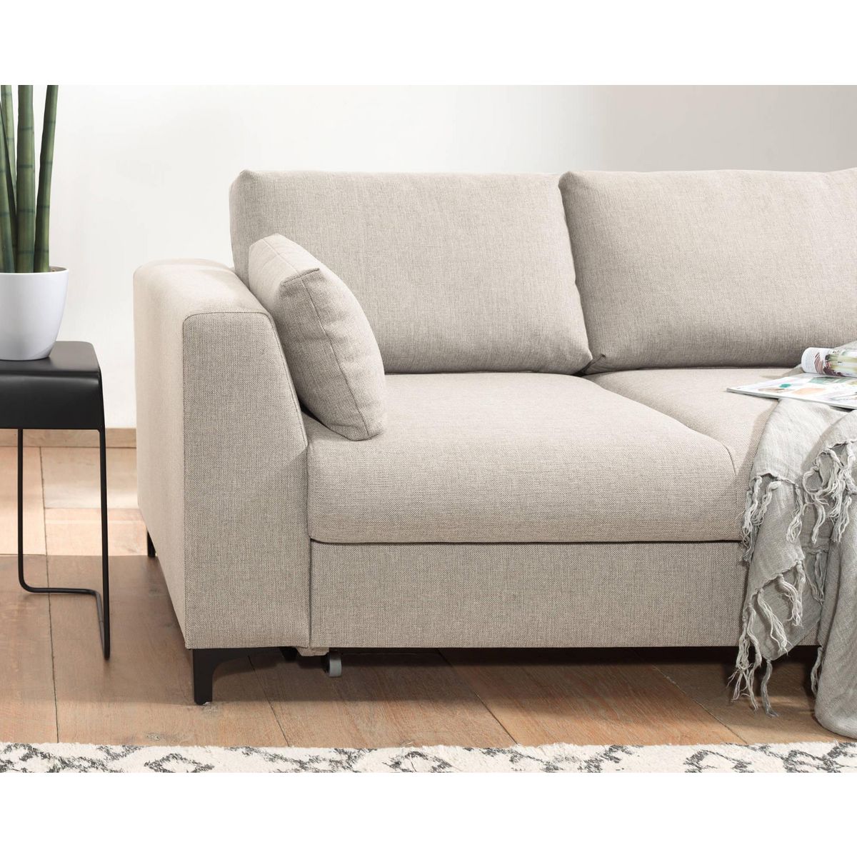 LISA DESIGN Tala - canapé d'angle droit - convertible avec coffre - 4 places - en tissu