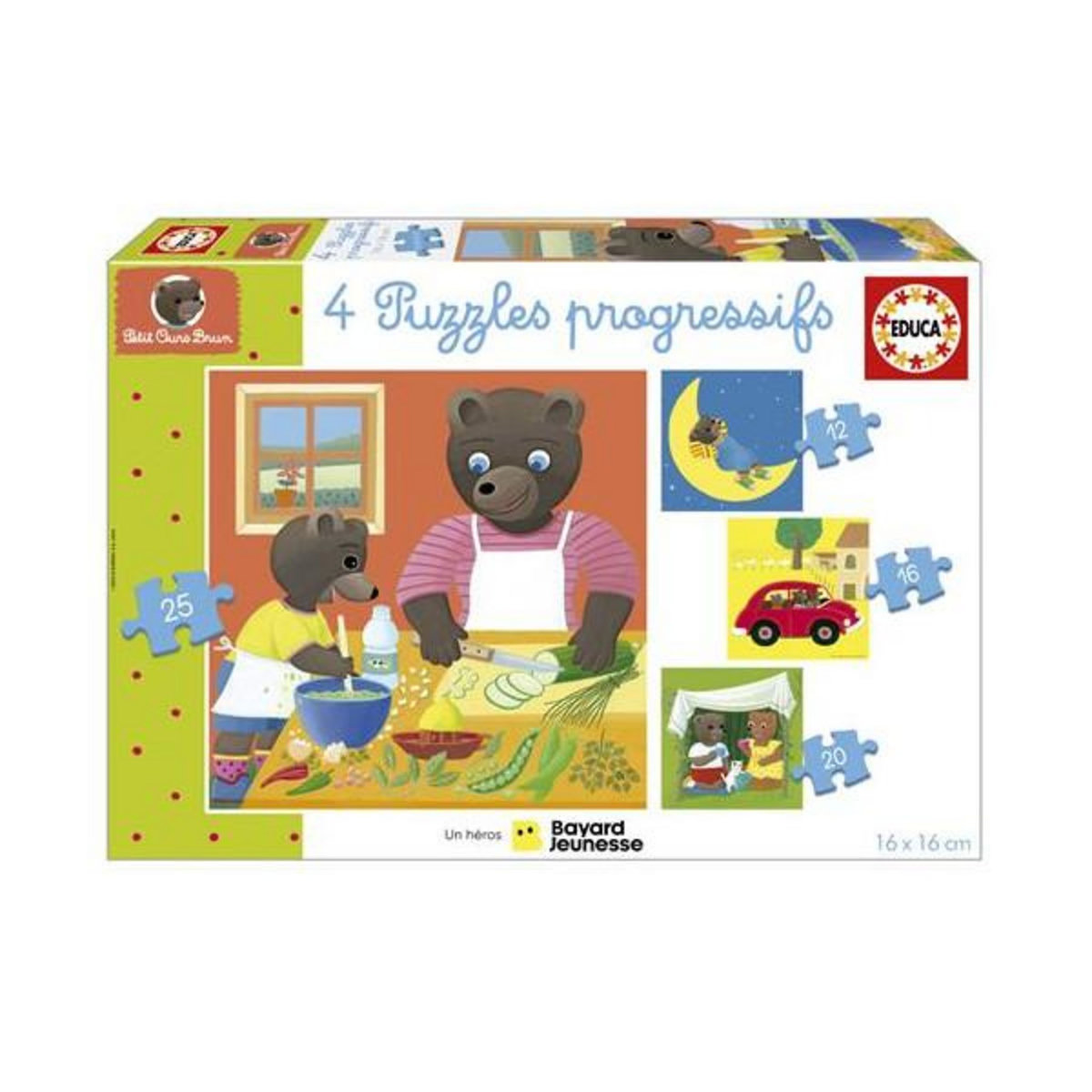 EDUCA Puzzle Educa Petit Ours Brun Progressif 12, 16, 20, 25
