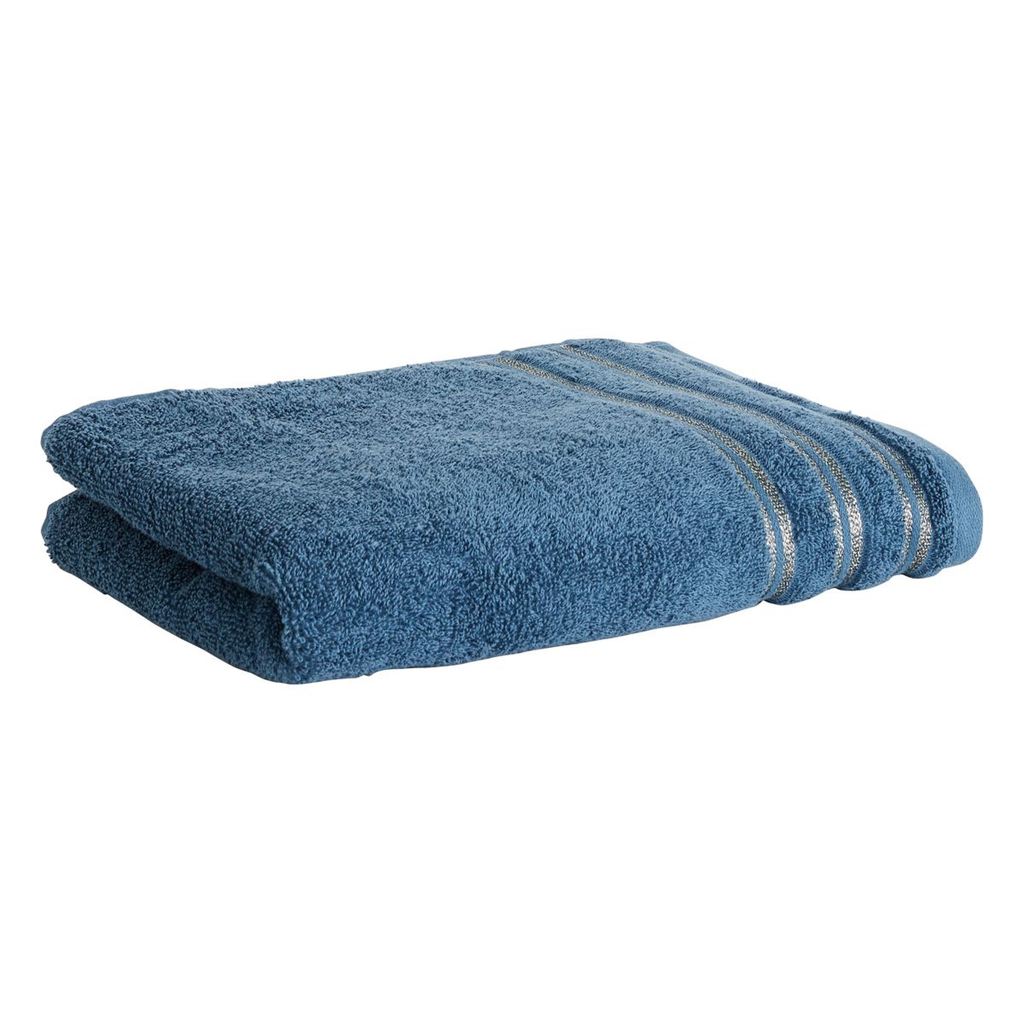 Voir la diapositive 1 : ACTUEL Maxi drap de bain uni en coton liteau lurex 500 g/m²
