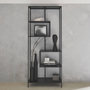 Voir la diapositive 3 : SWEEEK Etagère bibliothèque asymétrique 6 étages en métal noir INDUSTRIELLE L 77 x P 33 x H 185cm