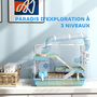 Voir la diapositive 5 : PAWHUT Cage pour hamster portable 2 portes 2 étages nombreux accessoires et tubes blanc bleu