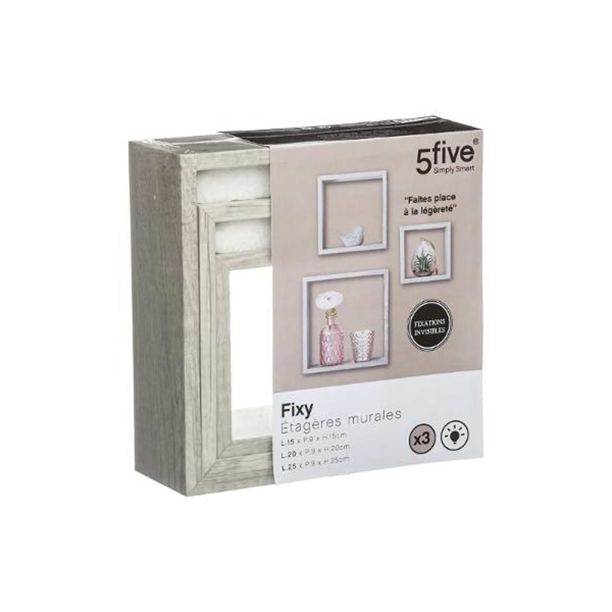 Voir la diapositive 2 : ATMOSPHERA 3 etagères murales design cube fixy