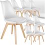 Voir la diapositive 1 : tectake Ensemble de chaises de salle à manger avec siège rembourré blanc Lot de 8