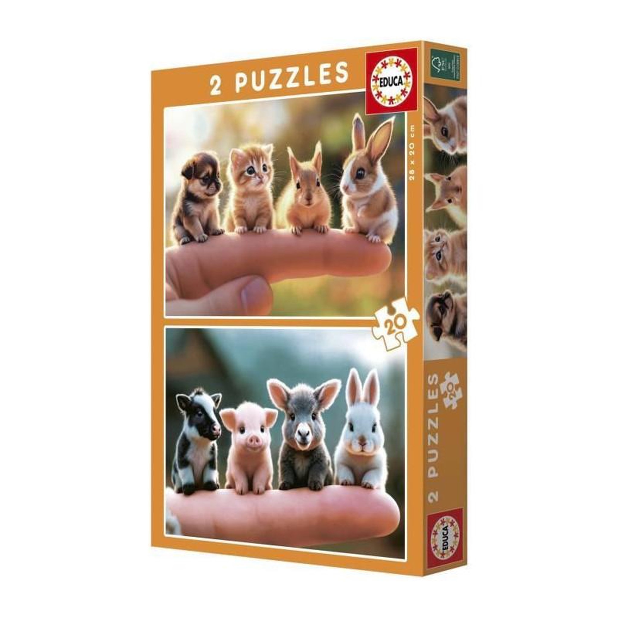 Voir la diapositive 4 : EDUCA Puzzle 2 x 20 pièces Bébés Animaux – Enfants dès 3 ans – 2 puzzles éducatifs – Image colorée – Haute qualité – EDUCA