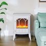 Voir la diapositive 2 : HOMCOM Cheminée électrique poêle style rétro 1000-2000 W simulation flammes LED porte blanc