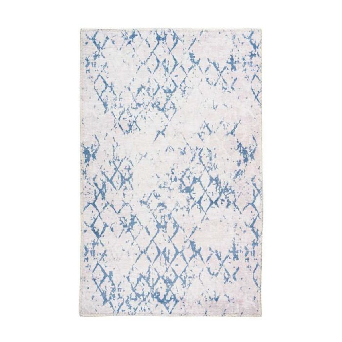 Paris Prix Tapis Tissé Imprimé Vintage  Peron IV  Blanc & Bleu