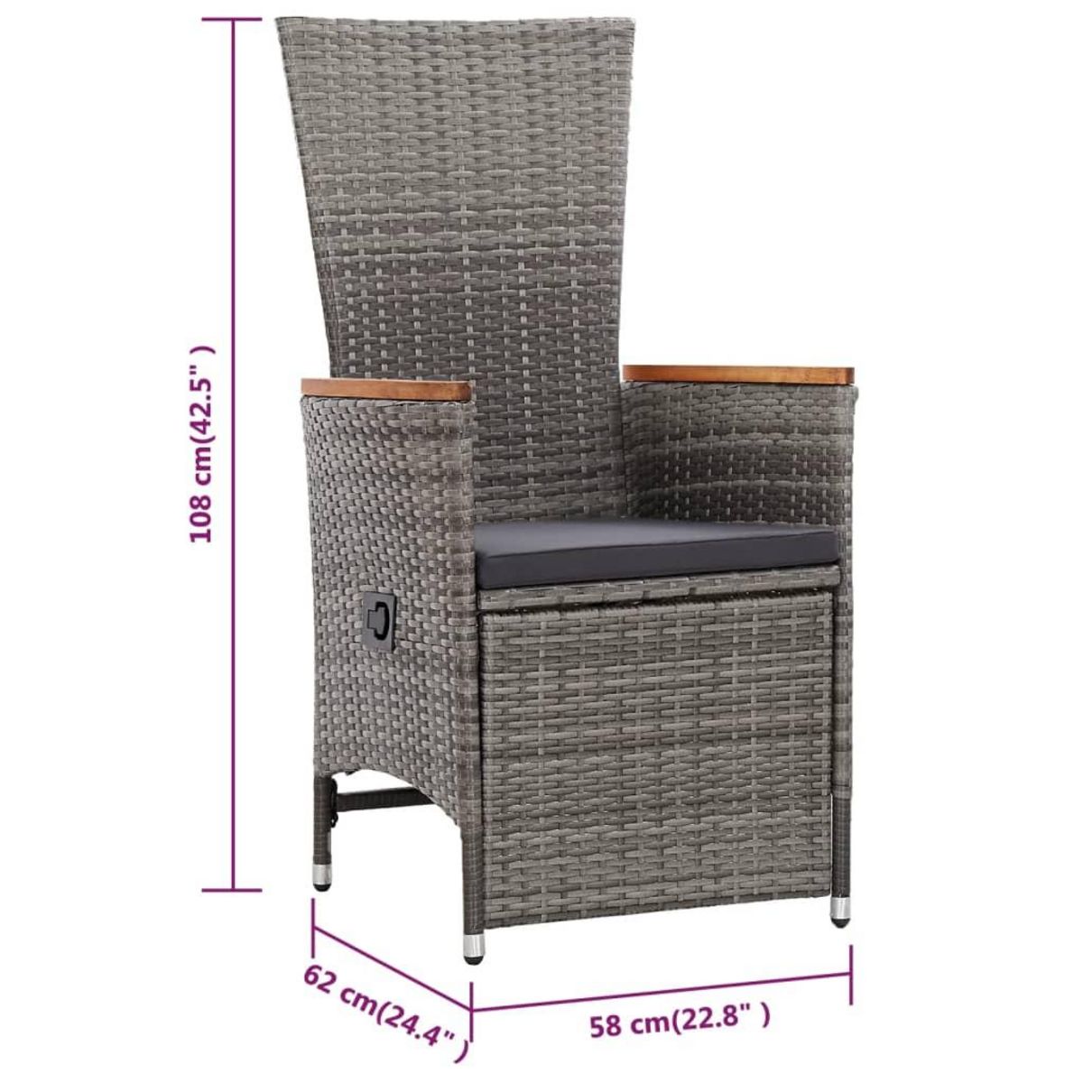 VIDAXL Ensemble a manger de jardin 5 pcs Gris