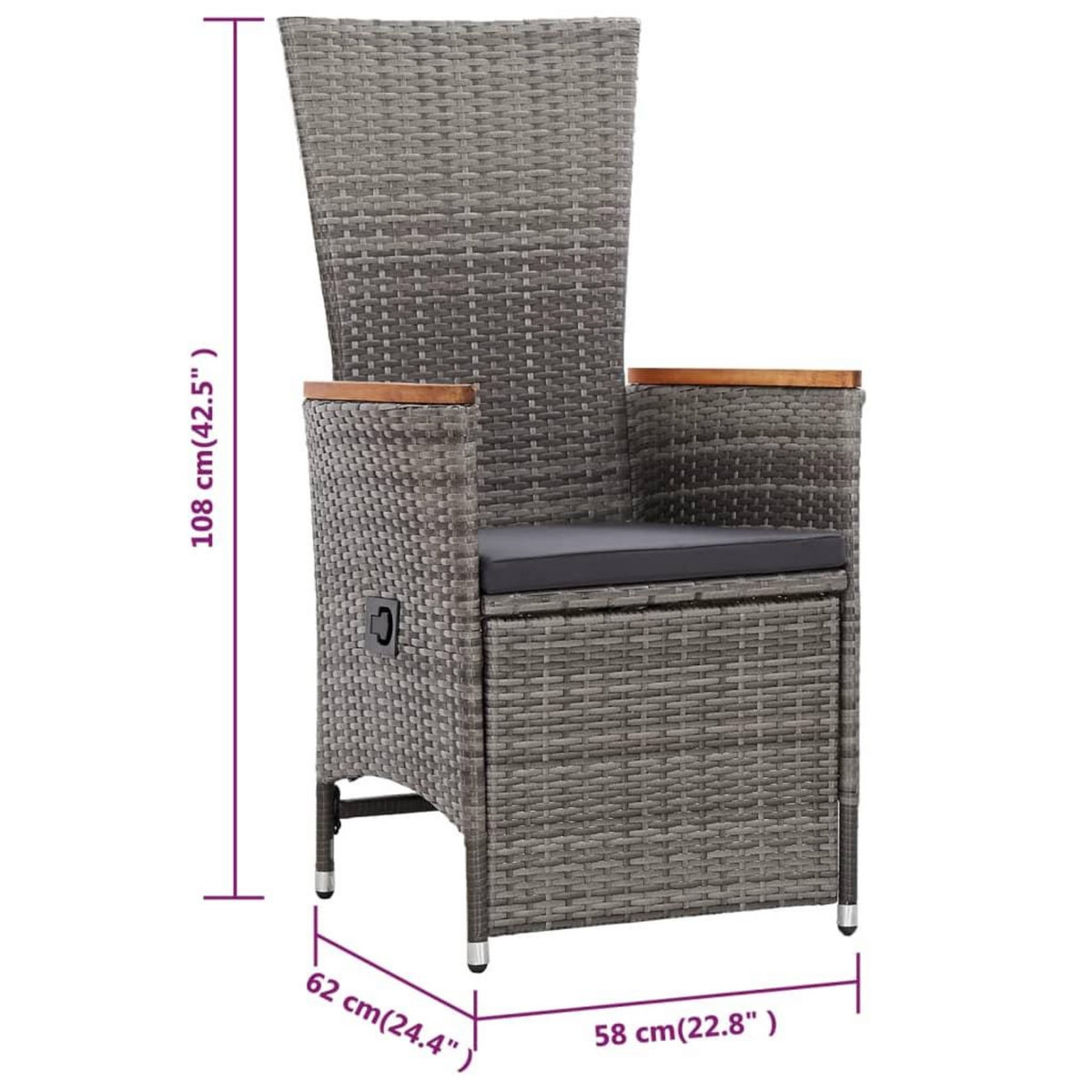 VIDAXL Ensemble a manger de jardin 5 pcs Gris