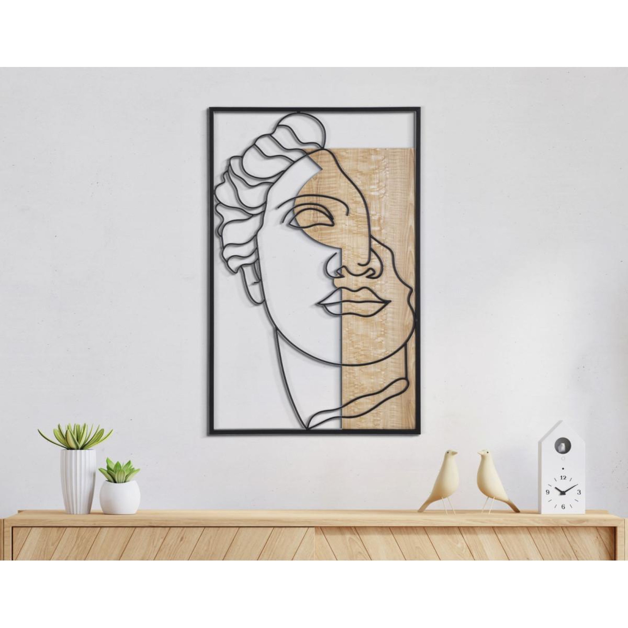 Voir la diapositive 5 : Paris Prix Décoration murale encadrée  david face  80cm naturel & noir