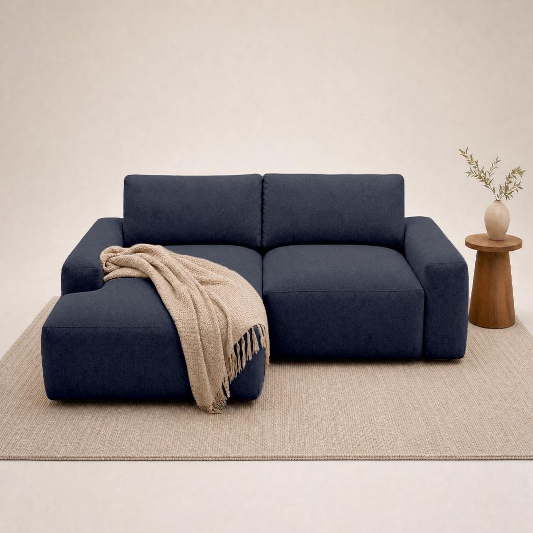 Voir la diapositive 2 : BEST MOBILIER Tama - canapé d'angle gauche 4 places convertible avec coffre en tissu
