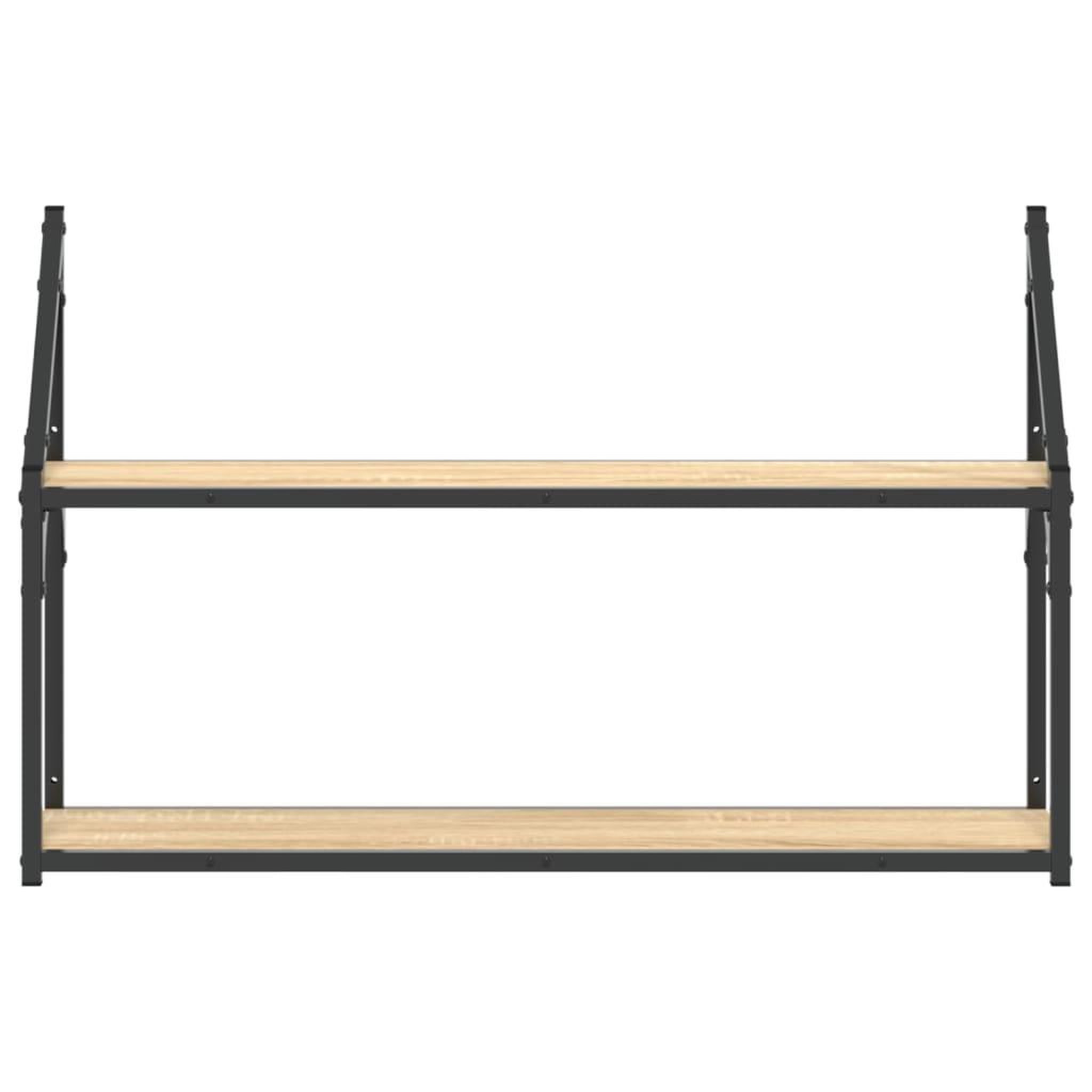 Voir la diapositive 4 : VIDAXL Etagere murale 2 niveaux chene sonoma 80x21x51 cm