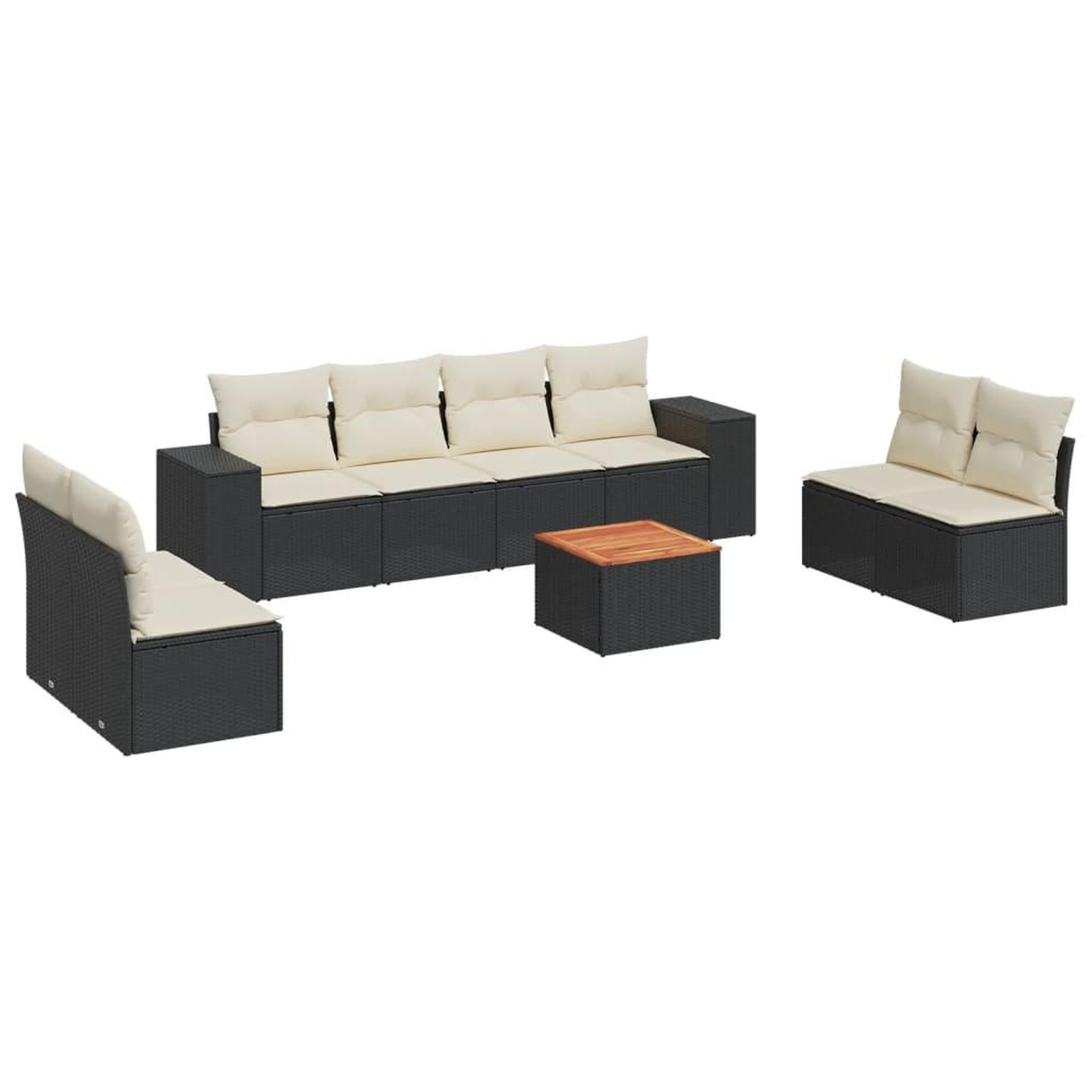 Voir la diapositive 2 : VIDAXL Salon de jardin 9 pcs avec coussins noir resine tressee