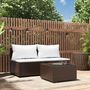Voir la diapositive 1 : VIDAXL Salon de jardin 3 pcs avec coussins marron resine tressee