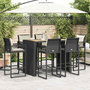 Voir la diapositive 3 : VIDAXL Ensemble de bar de jardin 7 pcs avec coussins noir poly rotin