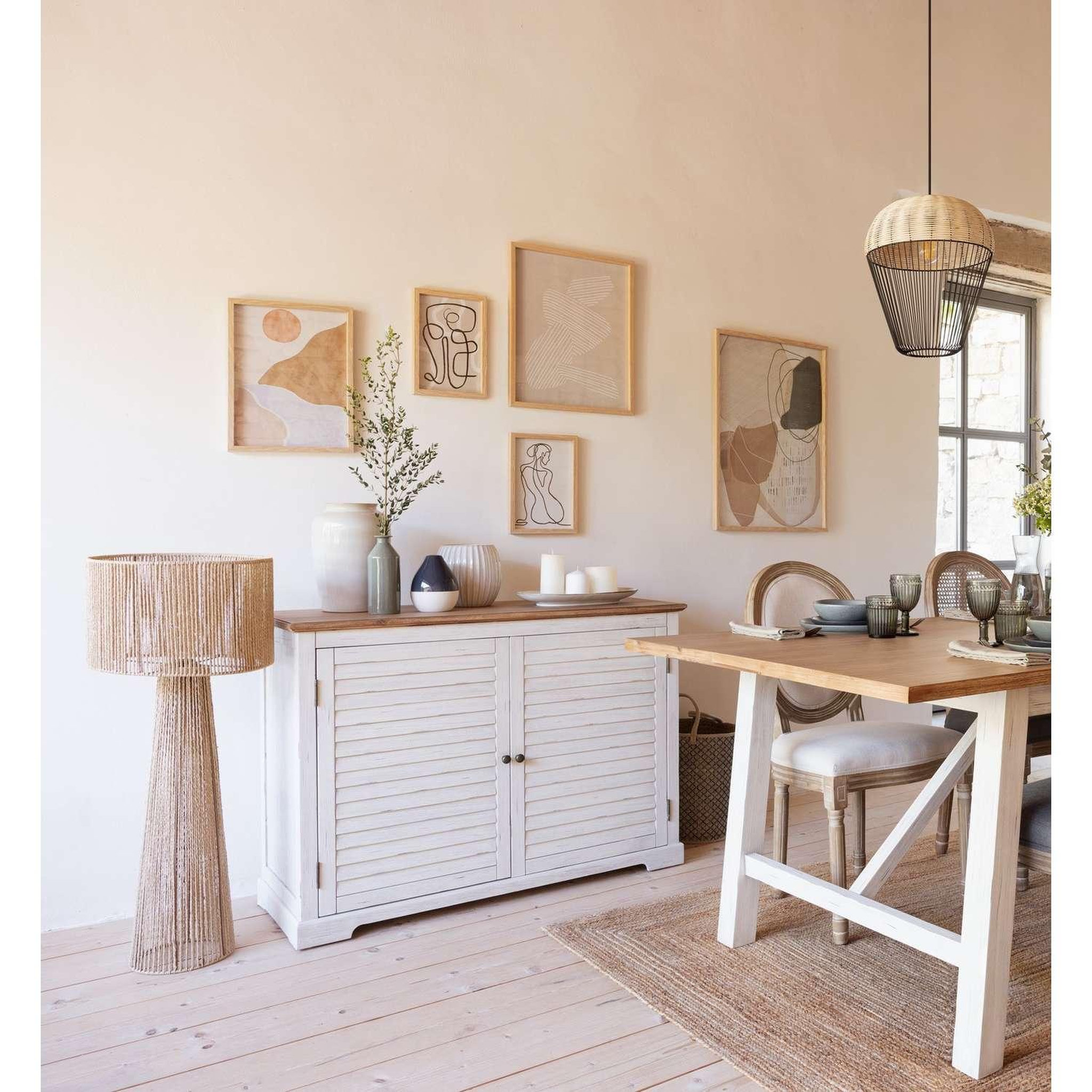 Voir la diapositive 2 : ATMOSPHERA Buffet 2 portes en bois OLBIA - Blanc et beige
