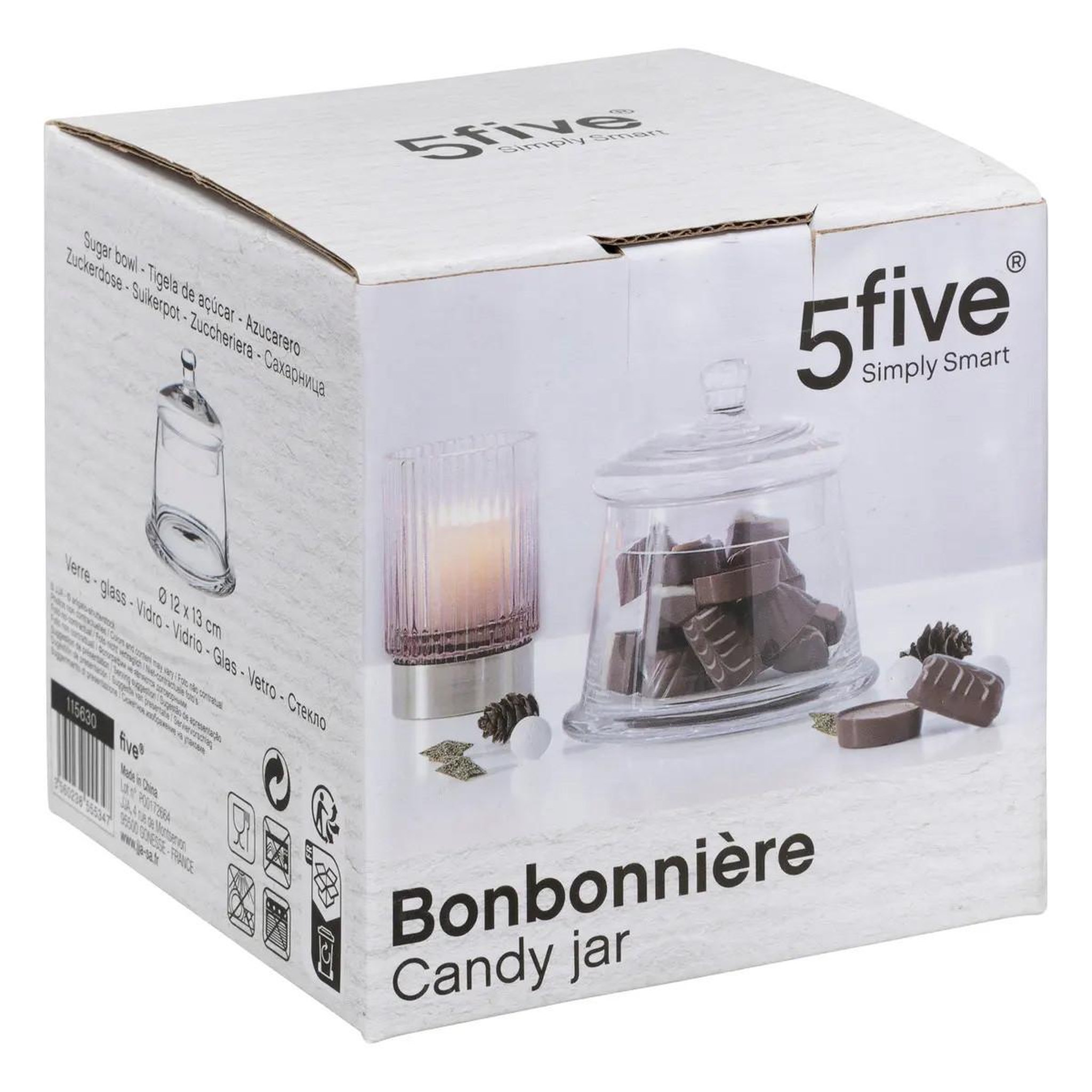 Voir la diapositive 4 : FIVE Bonbonnière  chocolats  13cm transparent