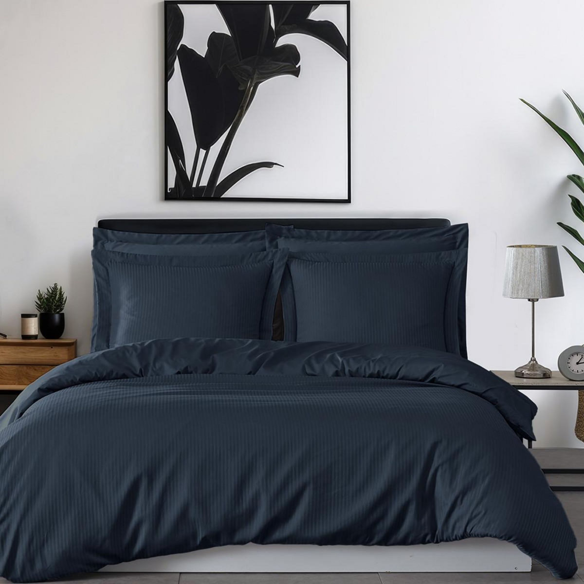 Sensei Maison Parure housse de couette rayée satin + 2 taies 65x65 cm VERSALUXE