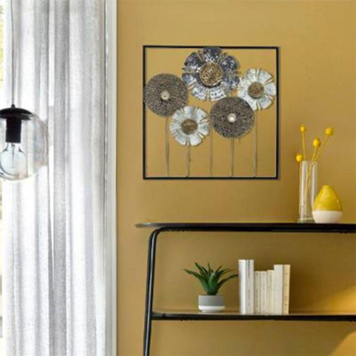 ATMOSPHERA Décoration Murale Métal  Tournesol  50cm Noir