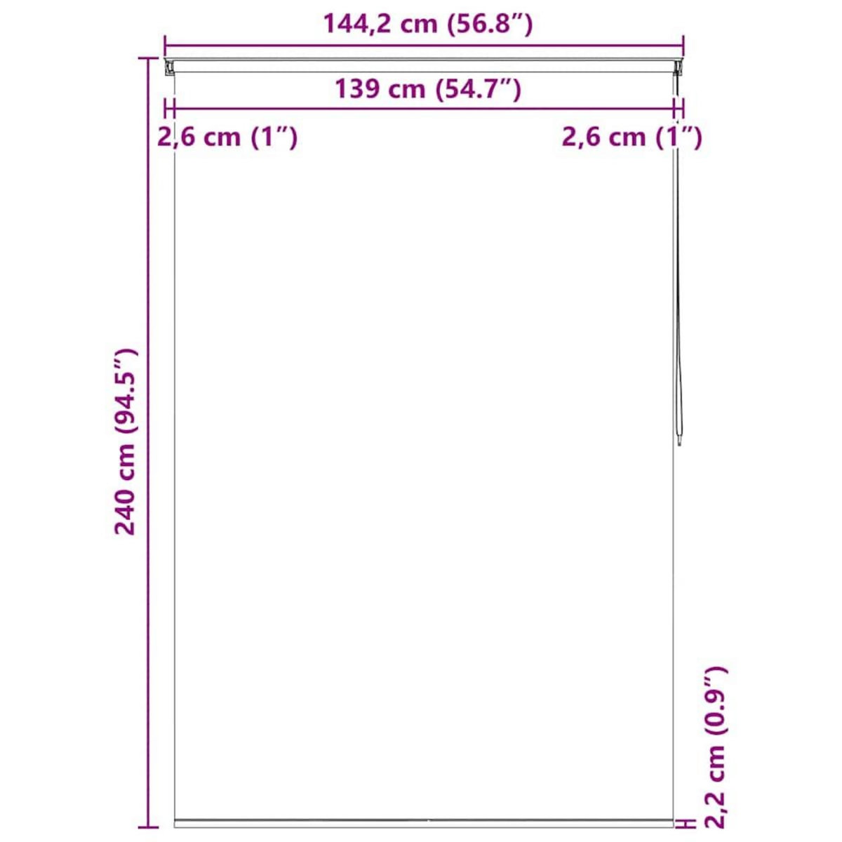VIDAXL Store roulant de douche 140x240 cm Blanc
