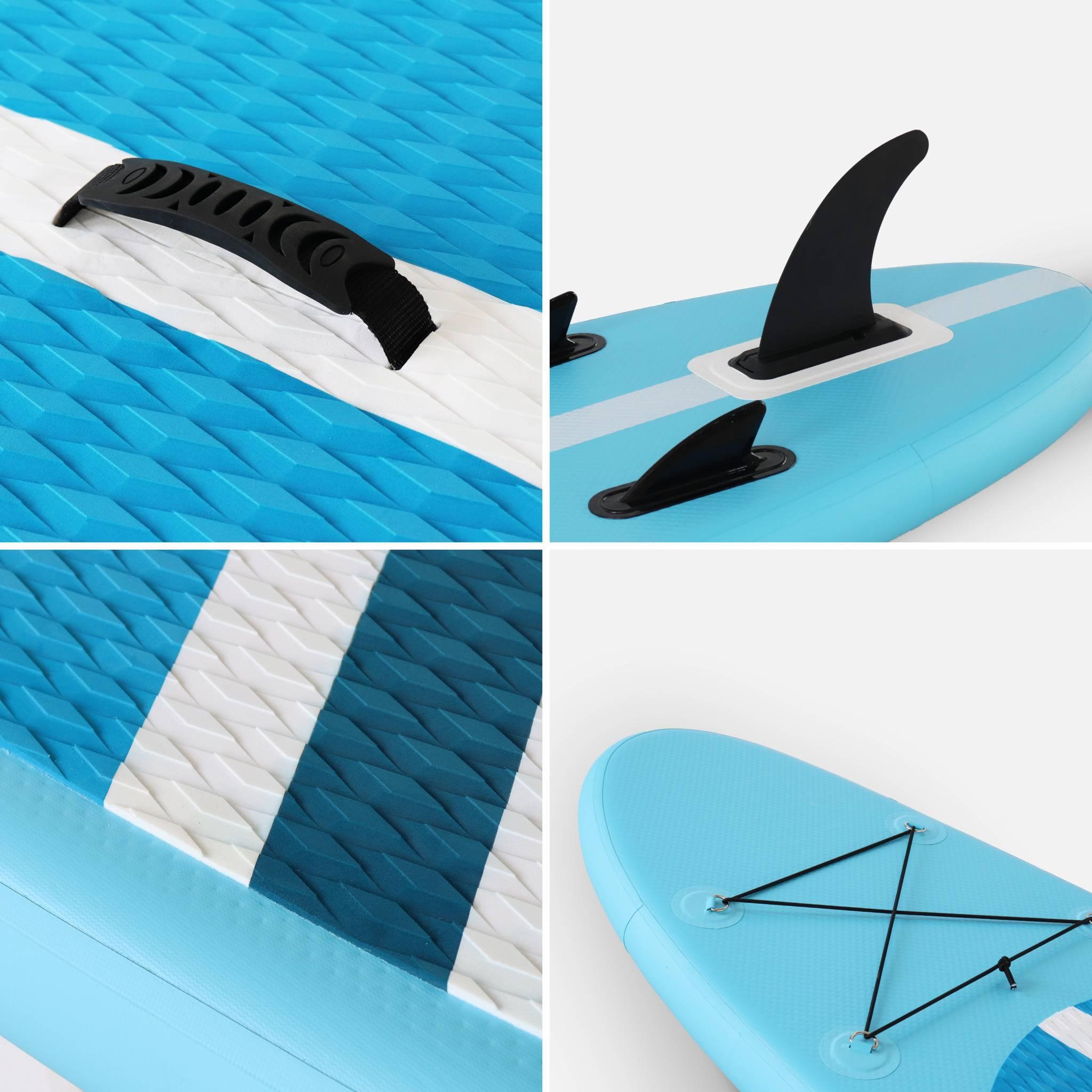 Voir la diapositive 3 : SWEEEK Pack stand up paddle gonflable Julio 9'3'' avec pompe haute pression simple action. pagaie. leash et sac de rangement inclus