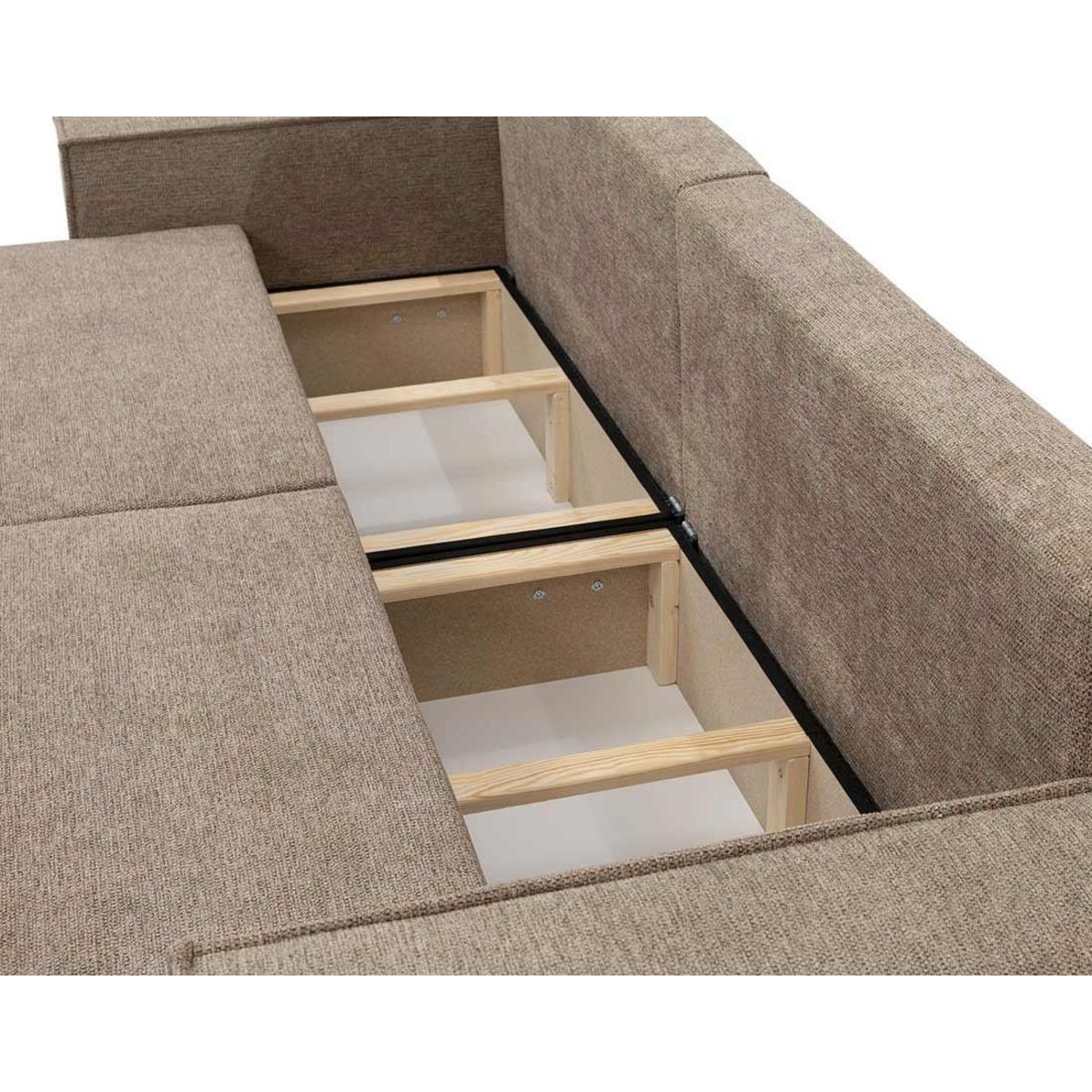 BEST MOBILIER Cezanne - canapé droit 3 places convertible avec coffre en tissu texturé