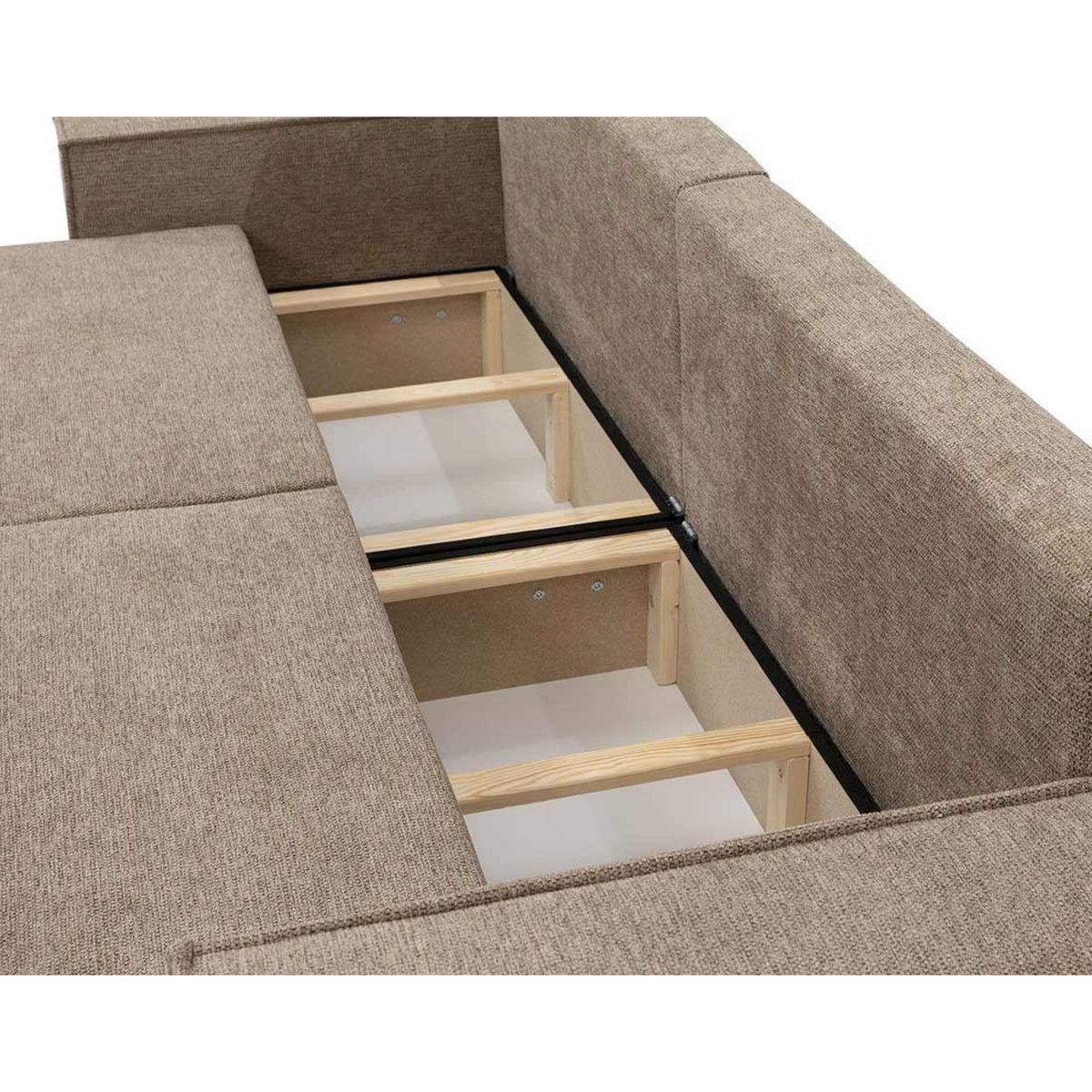 BEST MOBILIER Cezanne - canapé droit 3 places convertible avec coffre en tissu texturé